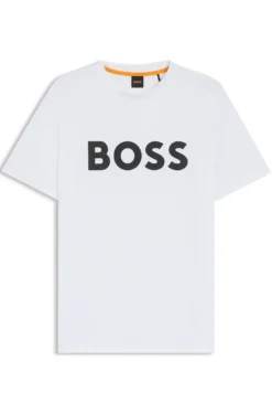 Cotton-jersey T-shirt with large logo print