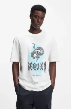 Cotton-jersey T-shirt with logo artwork