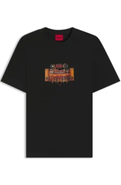 Cotton-jersey T-shirt with printed artwork