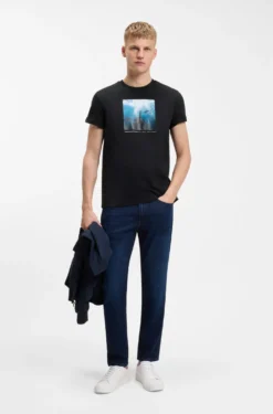 Cotton-jersey T-shirt with printed artwork