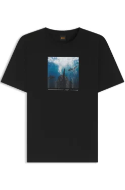 Cotton-jersey T-shirt with printed artwork