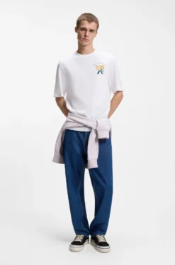 Cotton-jersey T-shirt with rear printed artwork
