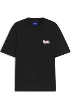 Cotton-jersey T-shirt with rear logo artwork