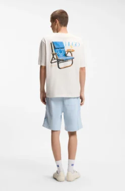Cotton-jersey T-shirt with rear printed artwork
