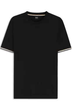 Cotton-jersey T-shirt with signature-stripe cuffs