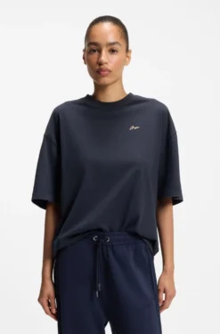 Cotton-jersey T-shirt with slogan artwork