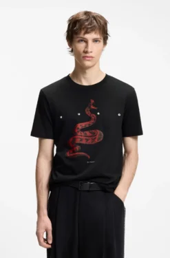 Cotton-jersey T-shirt with spaced-out logo