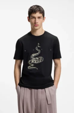 Cotton-jersey T-shirt with spaced-out logo