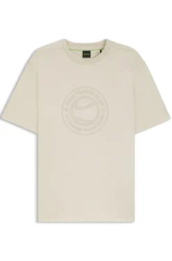 Cotton-jersey T-shirt with tennis-themed artwork