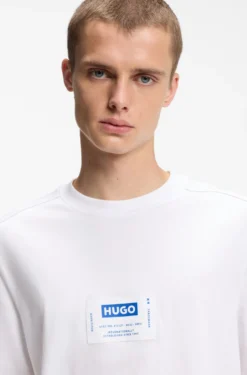 Cotton-jersey T-shirt with workwear logo label