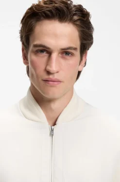 Cotton-knit hybrid jacket with bomber collar