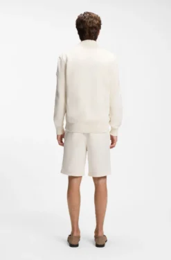 Cotton-knit hybrid jacket with bomber collar