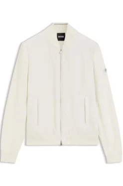Cotton-knit hybrid jacket with bomber collar