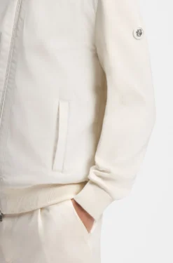 Cotton-knit hybrid jacket with bomber collar