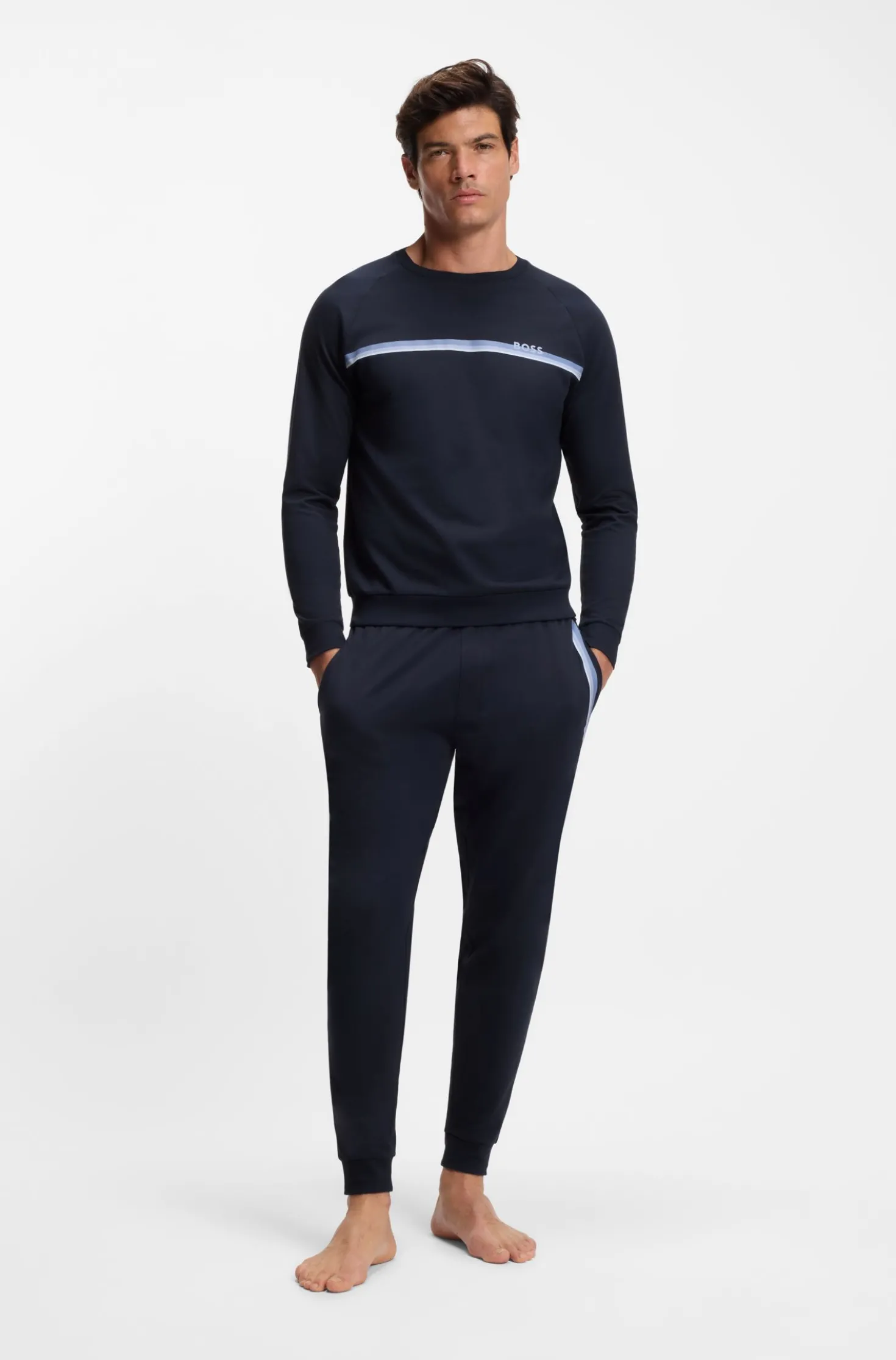Cotton loungewear sweatshirt with chest branding