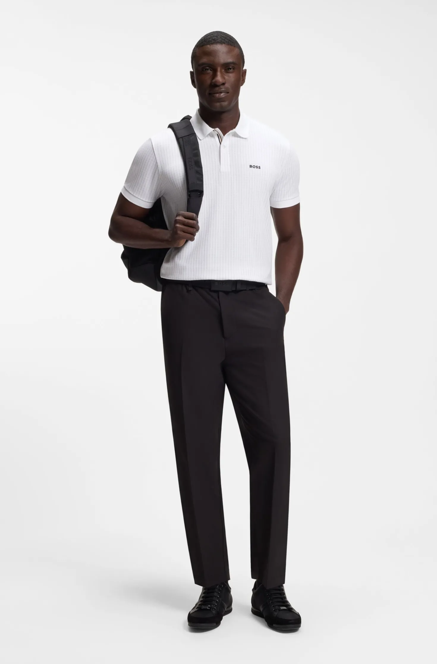 Cotton-piqué polo shirt with all-over print