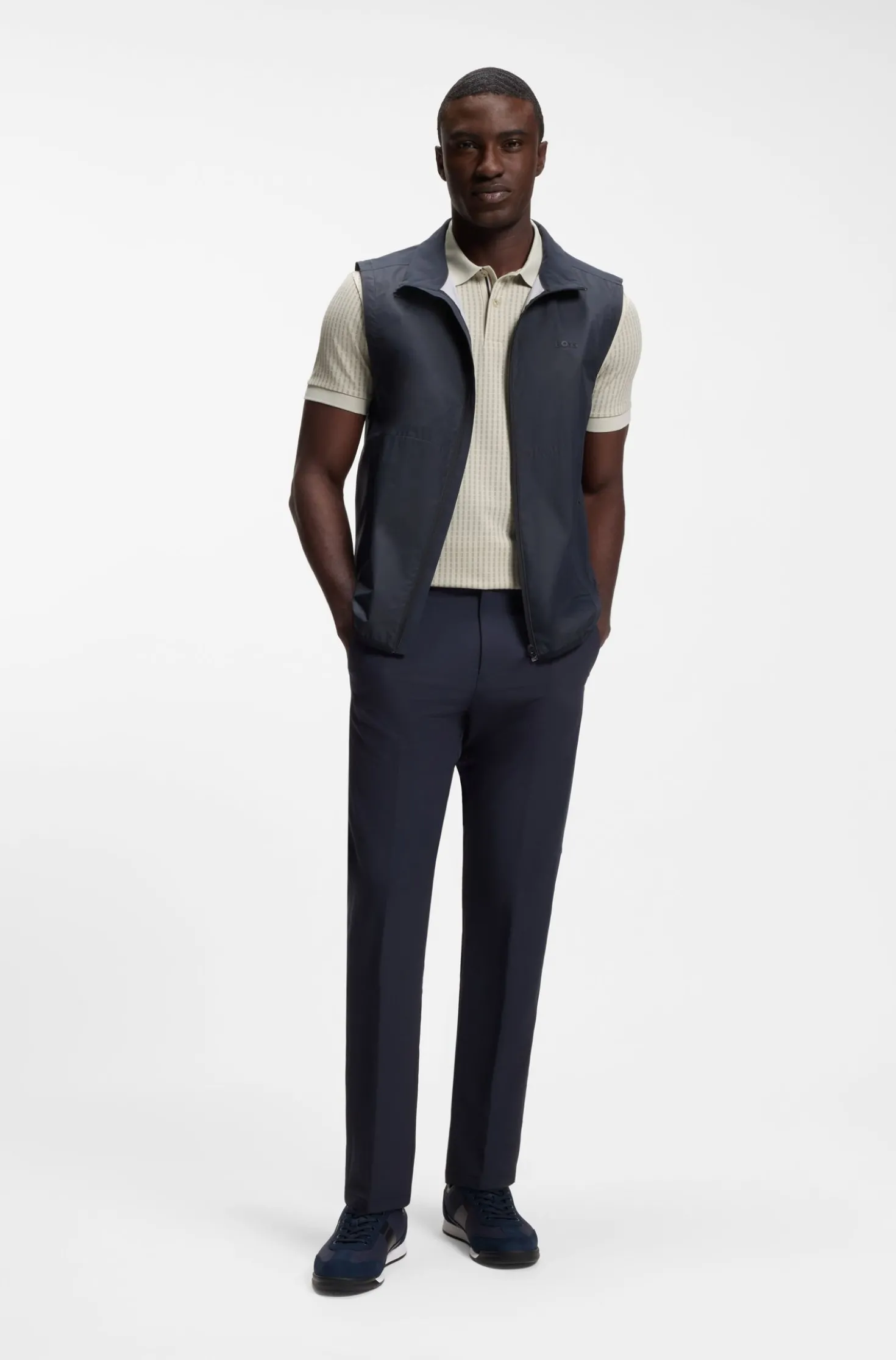 Cotton-piqué polo shirt with all-over print