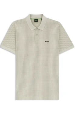 Cotton-piqué polo shirt with all-over print