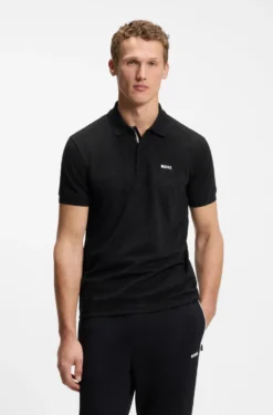 Cotton-piqué polo shirt with all-over print