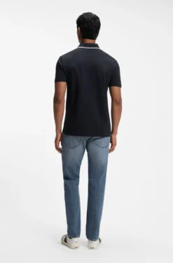 Cotton-piqué polo shirt with contrast collar stripe