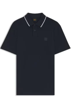 Cotton-piqué polo shirt with contrast collar stripe