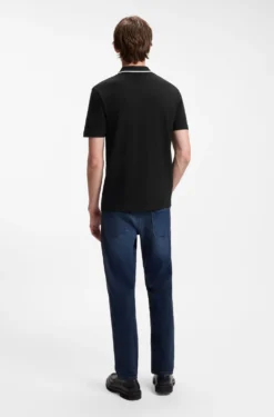 Cotton-piqué polo shirt with contrast collar stripe