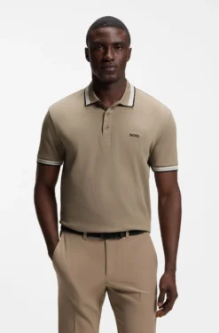 Cotton piqué polo shirt with logo details