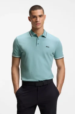 Cotton piqué polo shirt with logo details