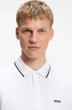 Cotton piqué polo shirt with logo details