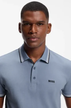 Cotton piqué polo shirt with logo details
