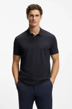 Cotton-piqué polo shirt with printed pattern