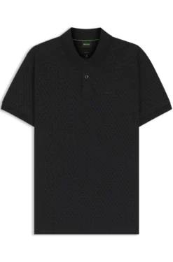 Cotton-piqué polo shirt with printed pattern