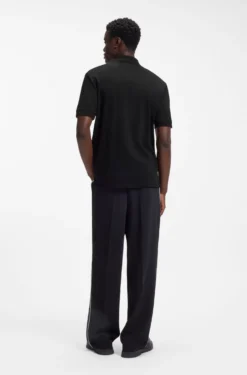 Cotton piqué polo shirt with zip neckline