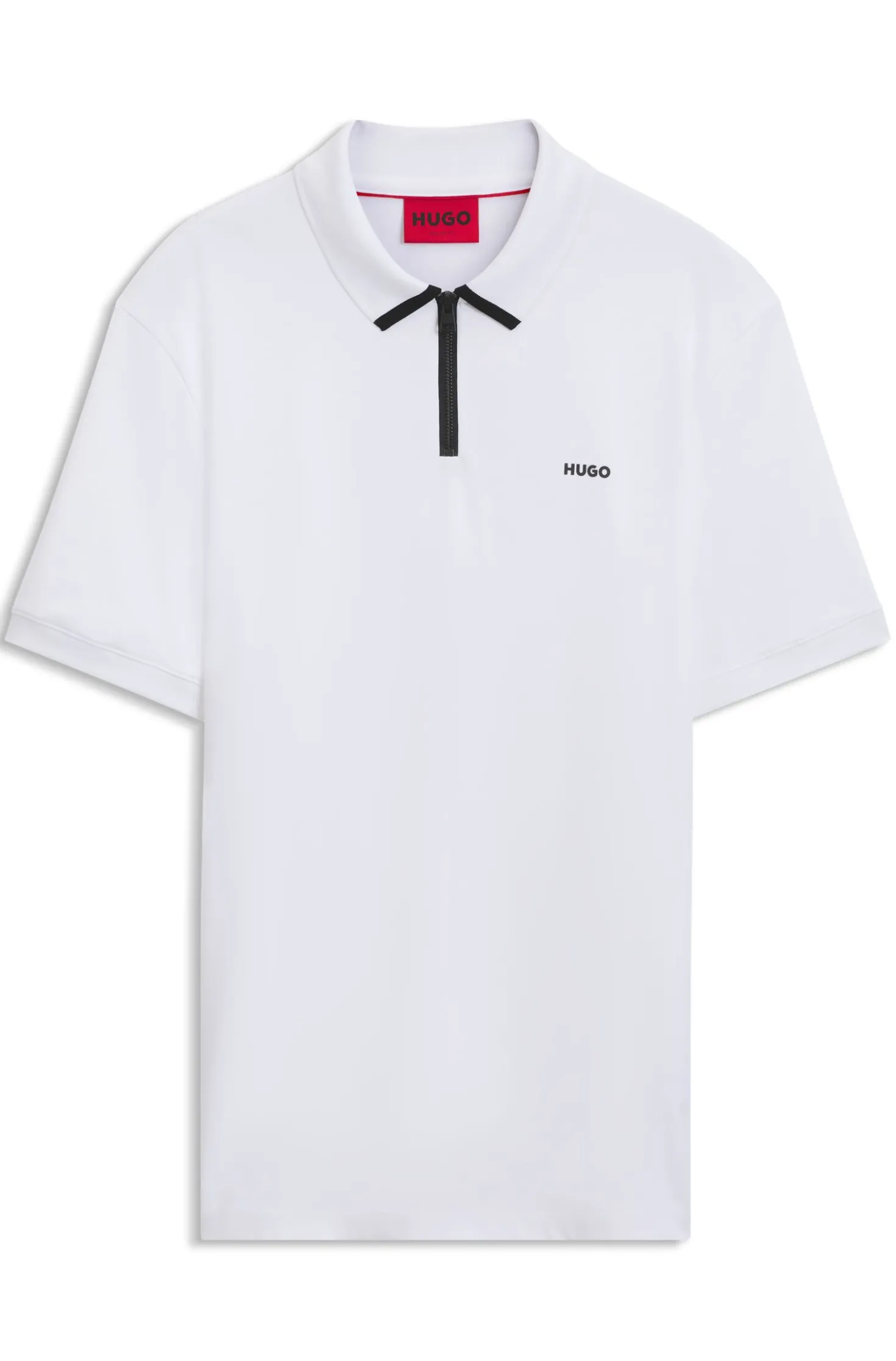 Cotton piqué polo shirt with zip neckline
