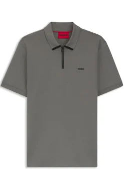 Cotton piqué polo shirt with zip neckline