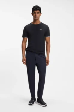 Cotton-piqué T-shirt with striped jacquard trims