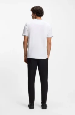 Cotton-piqué T-shirt with striped jacquard trims