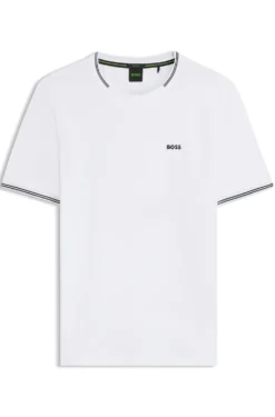 Cotton-piqué T-shirt with striped jacquard trims
