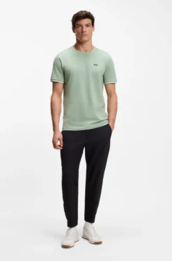Cotton-piqué T-shirt with striped jacquard trims