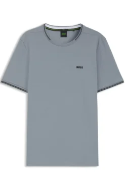 Cotton-piqué T-shirt with striped jacquard trims