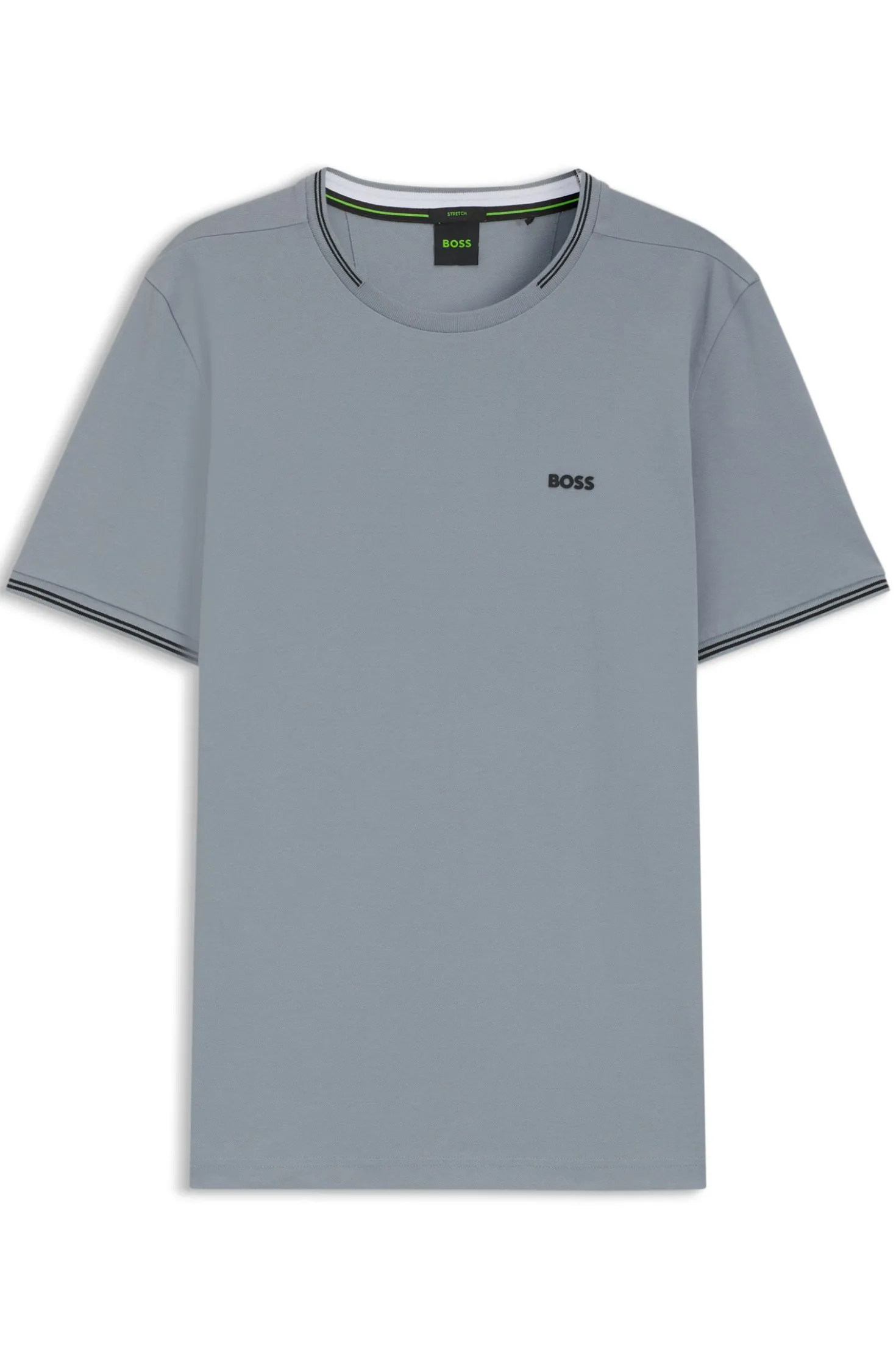 Cotton-piqué T-shirt with striped jacquard trims