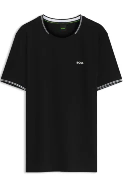Cotton-piqué T-shirt with striped jacquard trims