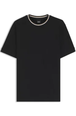 Cotton-piqué T-shirt with striped collar