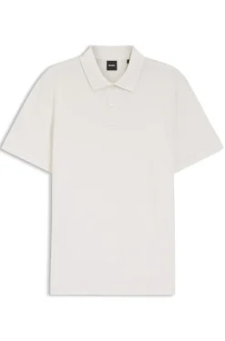Cotton polo shirt with bubble structure