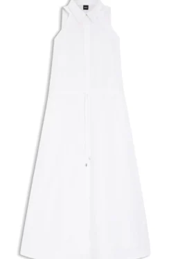 Cotton-poplin dress with drawcord waist