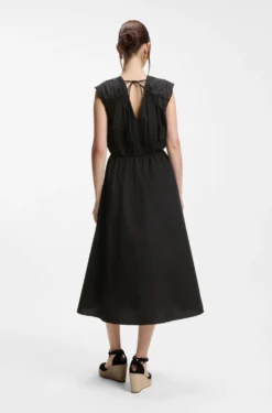 Cotton-poplin dress with gathered details