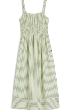 Cotton-poplin dress with vertical stripe