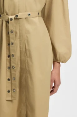 Cotton-poplin shirt dress with eyelet belt