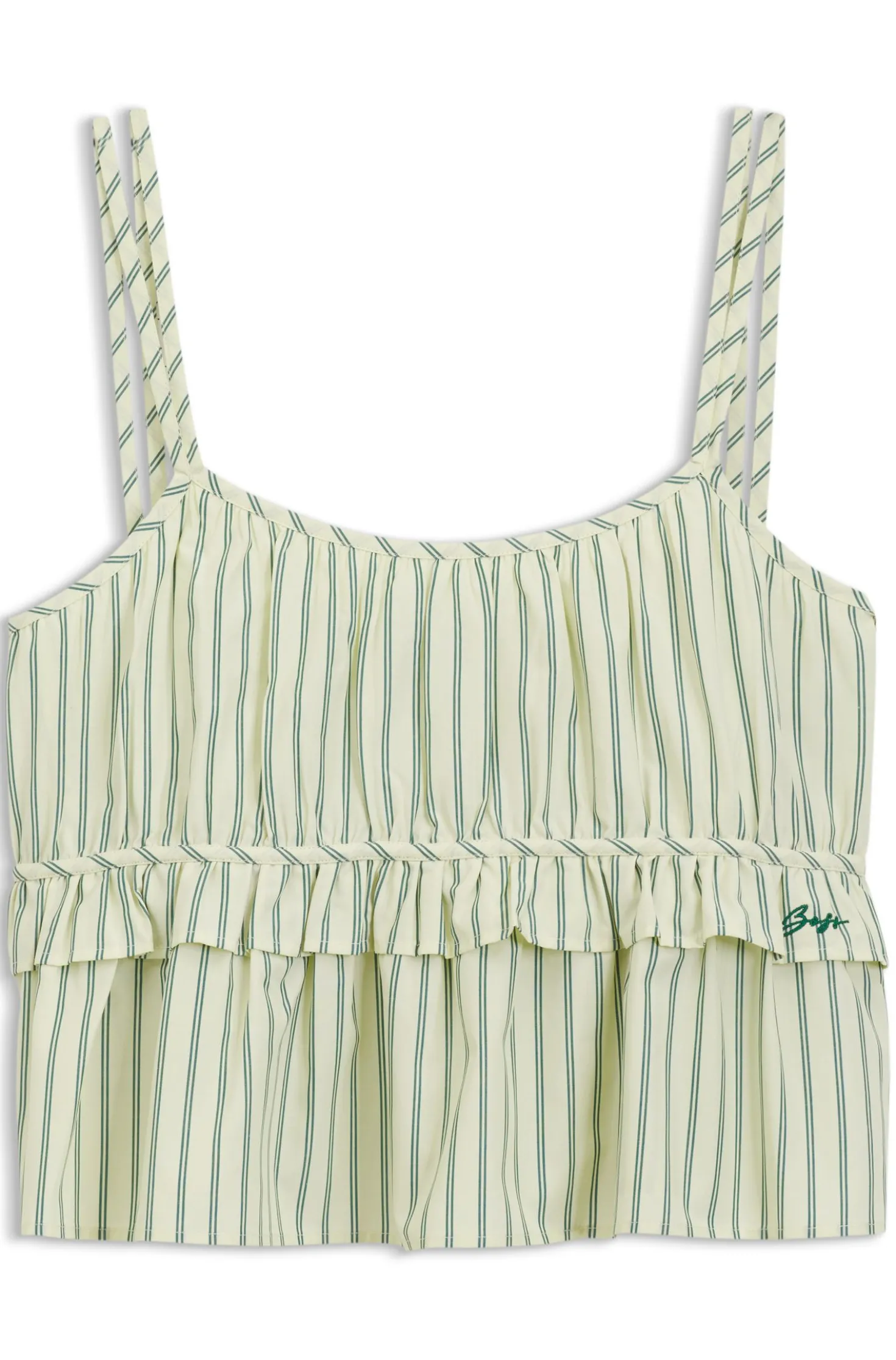 Cotton-poplin top with vertical stripe