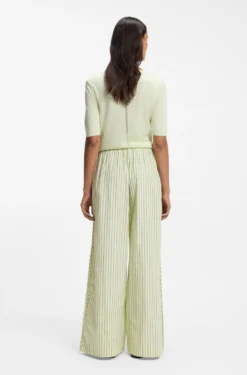 Cotton-poplin trousers with vertical stripe
